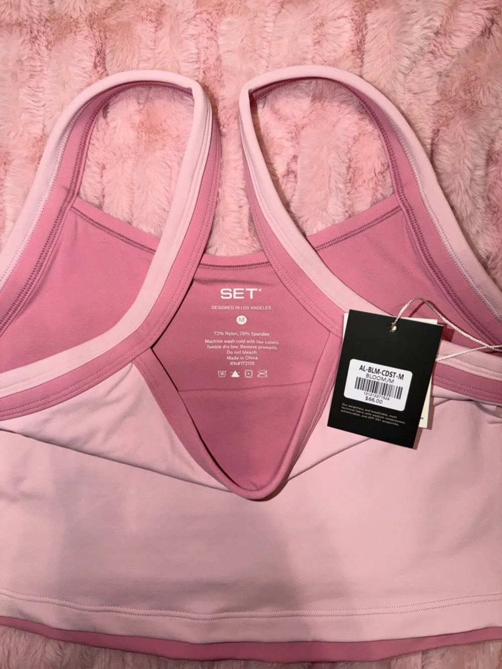 bloom Light Pink Crop Tank & High-Waist Biker Shorts Set - Picture 4 of 7